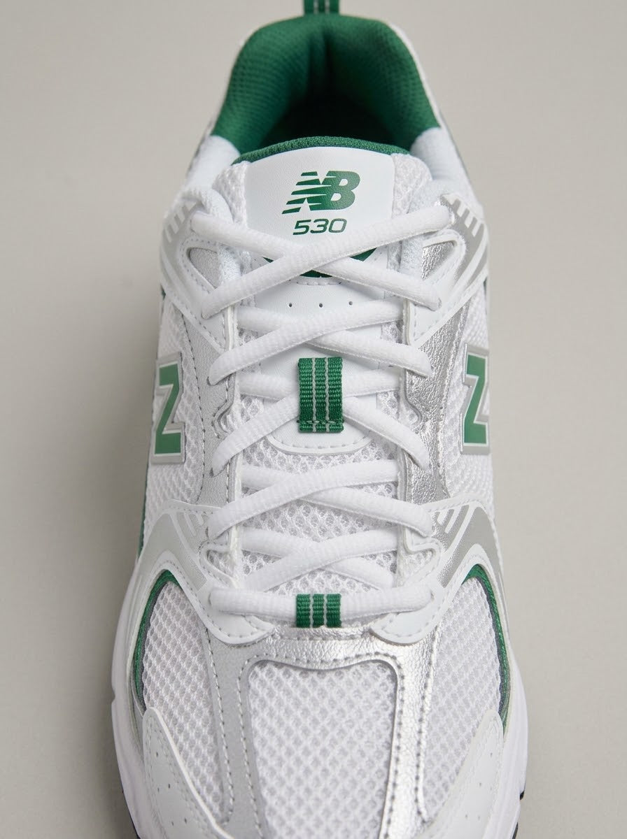 UrbanSole 530 Vintage Retro Runner Sneakers – White / Green