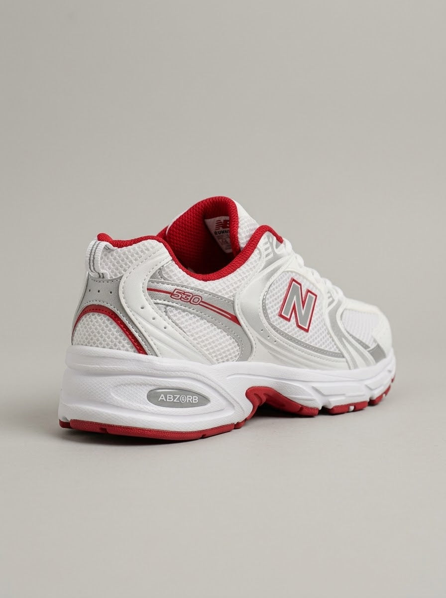 UrbanSole 530 Vintage Retro Runner Sneakers – White / Red