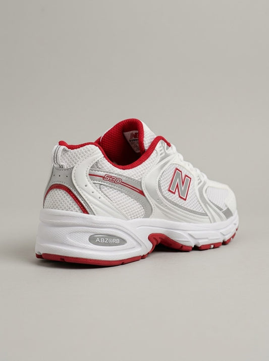 UrbanSole 530 Vintage Retro Runner Sneakers – White / Red
