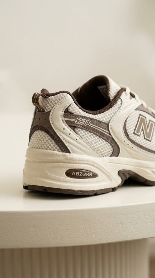 UrbanSole 530 Vintage Retro Runner Shoes – White / Brown