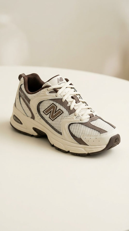 UrbanSole 530 Vintage Retro Runner Shoes – White / Brown