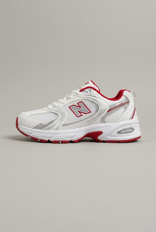 UrbanSole 530 Vintage Retro Runner Sneakers – White / Red