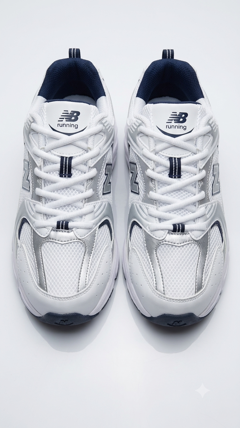 UrbanSole 530 Vintage Retro Runner Sneakers – White / Navy