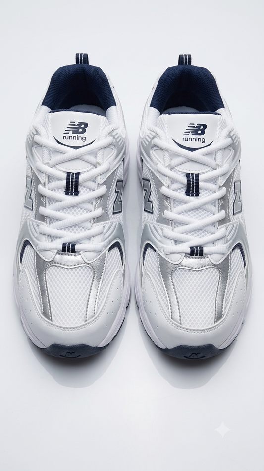 UrbanSole 530 Vintage Retro Runner Sneakers – White / Navy