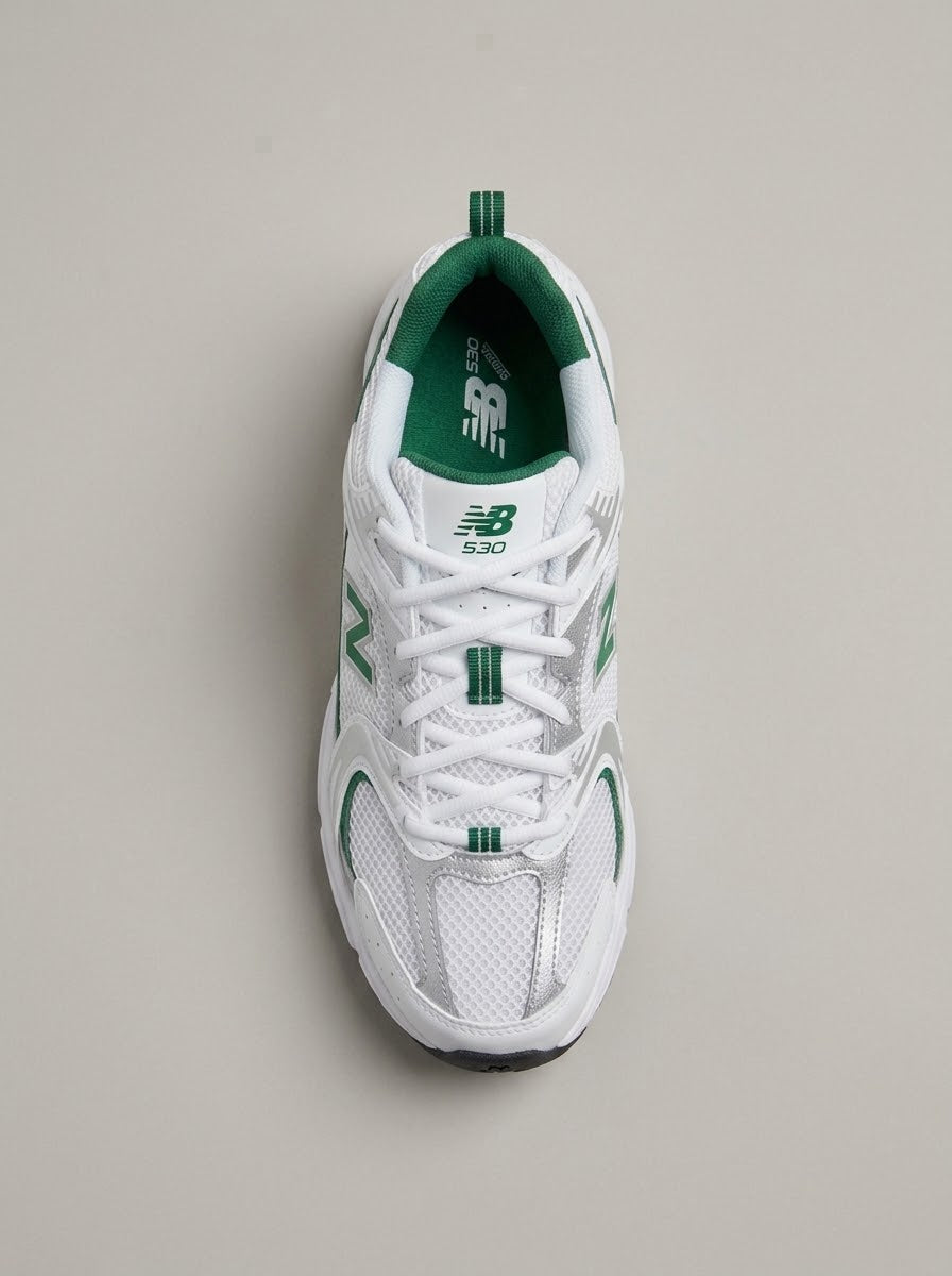 UrbanSole 530 Vintage Retro Runner Sneakers – White / Green