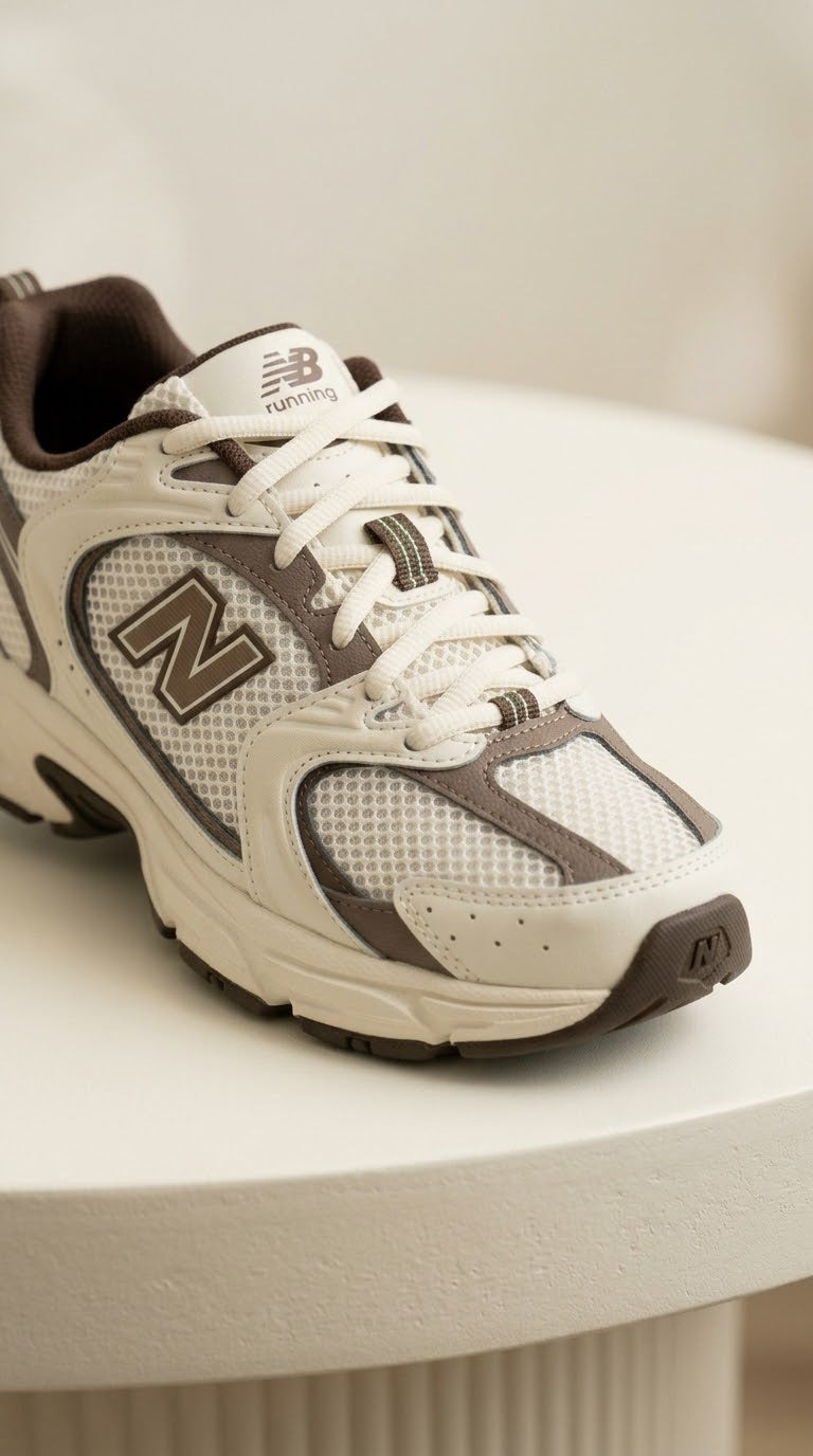 UrbanSole 530 Vintage Retro Runner Shoes – White / Brown