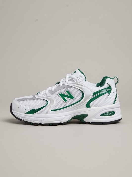 UrbanSole 530 Vintage Retro Runner Sneakers – White / Green
