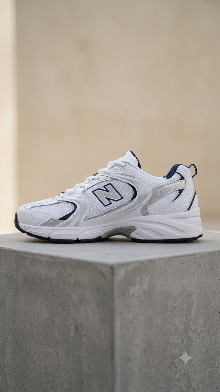 UrbanSole 530 Vintage Retro Runner Sneakers – White / Navy