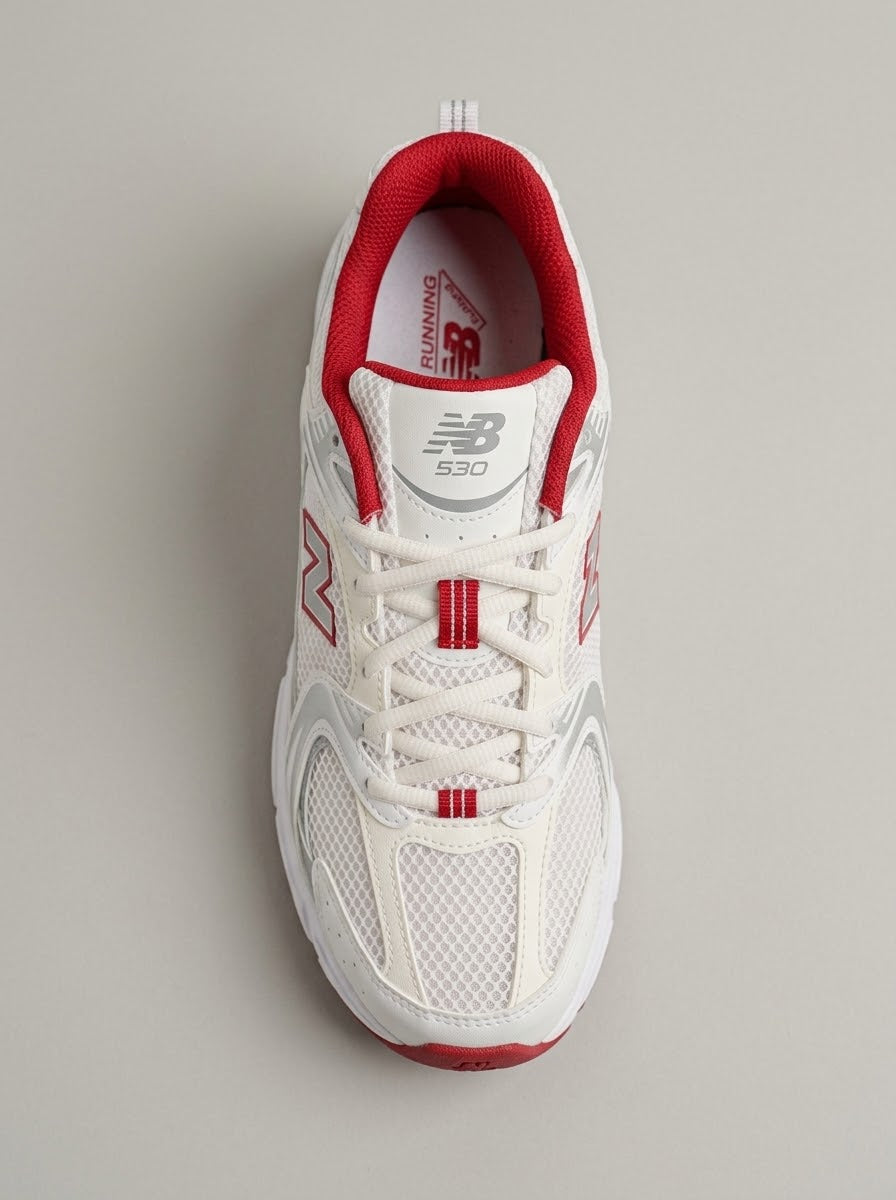 UrbanSole 530 Vintage Retro Runner Sneakers – White / Red
