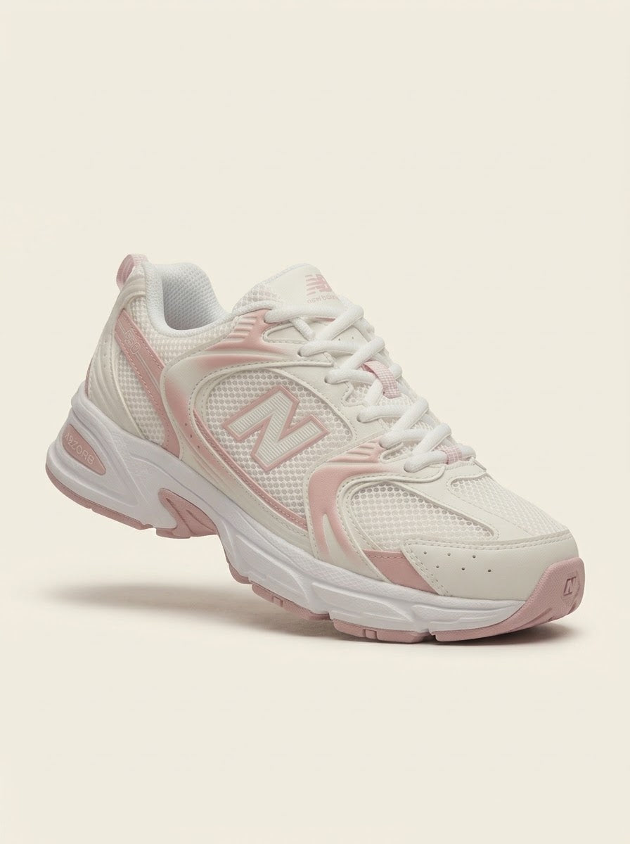 UrbanSole 530 Vintage Retro Runner Sneakers – White / Pink