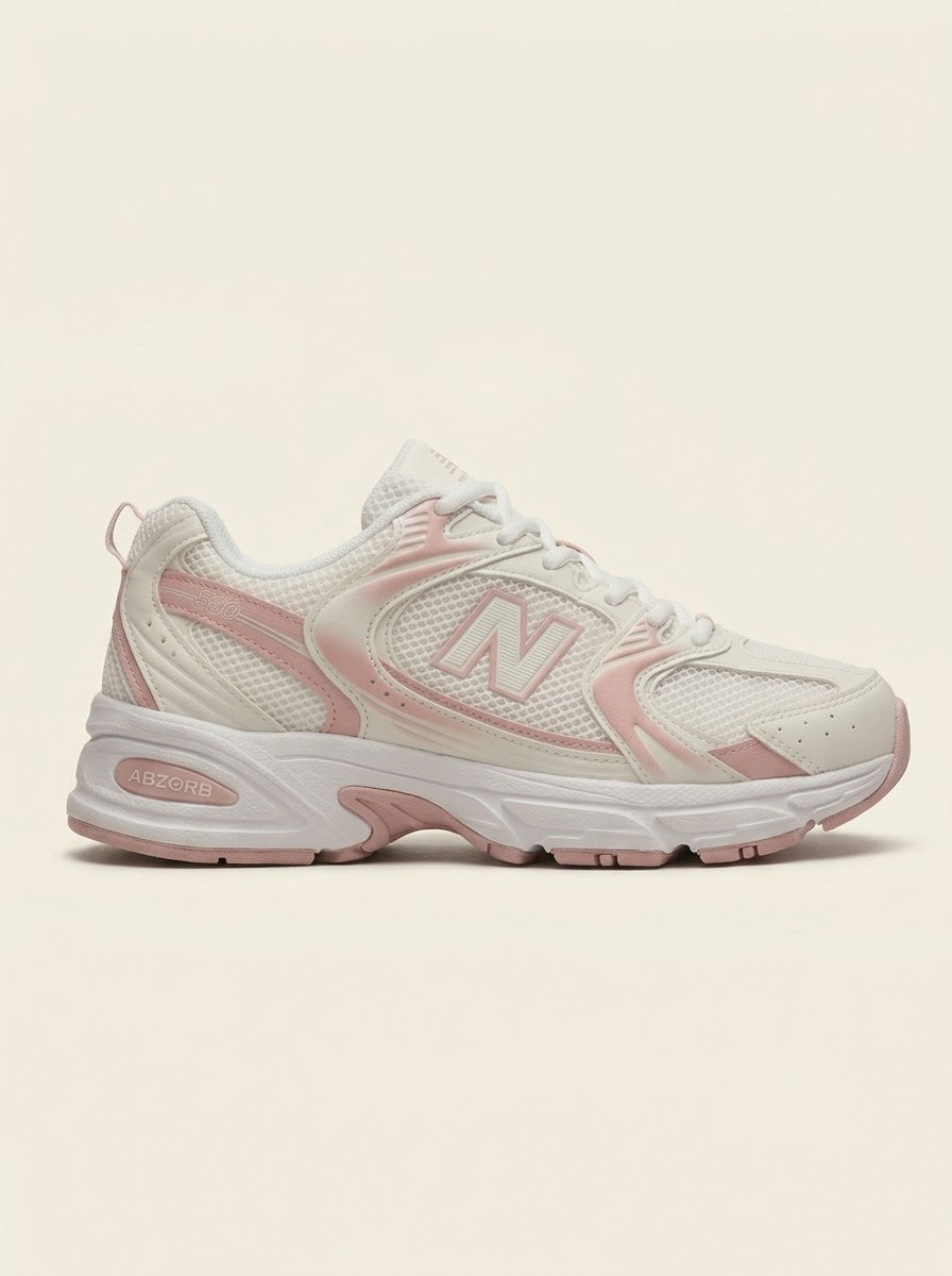 UrbanSole 530 Vintage Retro Runner Sneakers – White / Pink