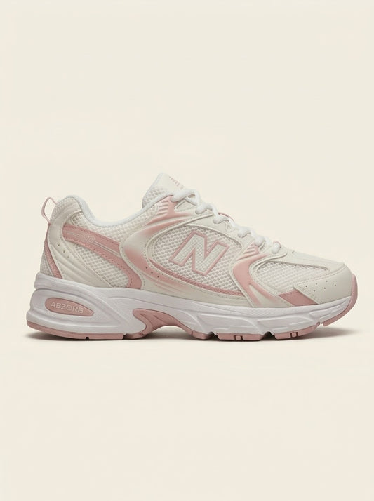 UrbanSole 530 Vintage Retro Runner Sneakers – White / Pink