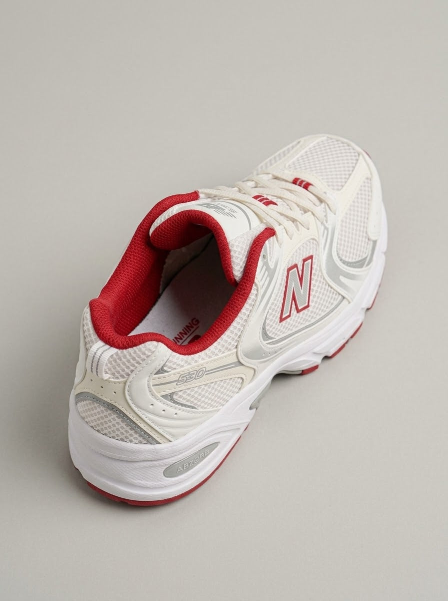 UrbanSole 530 Vintage Retro Runner Sneakers – White / Red